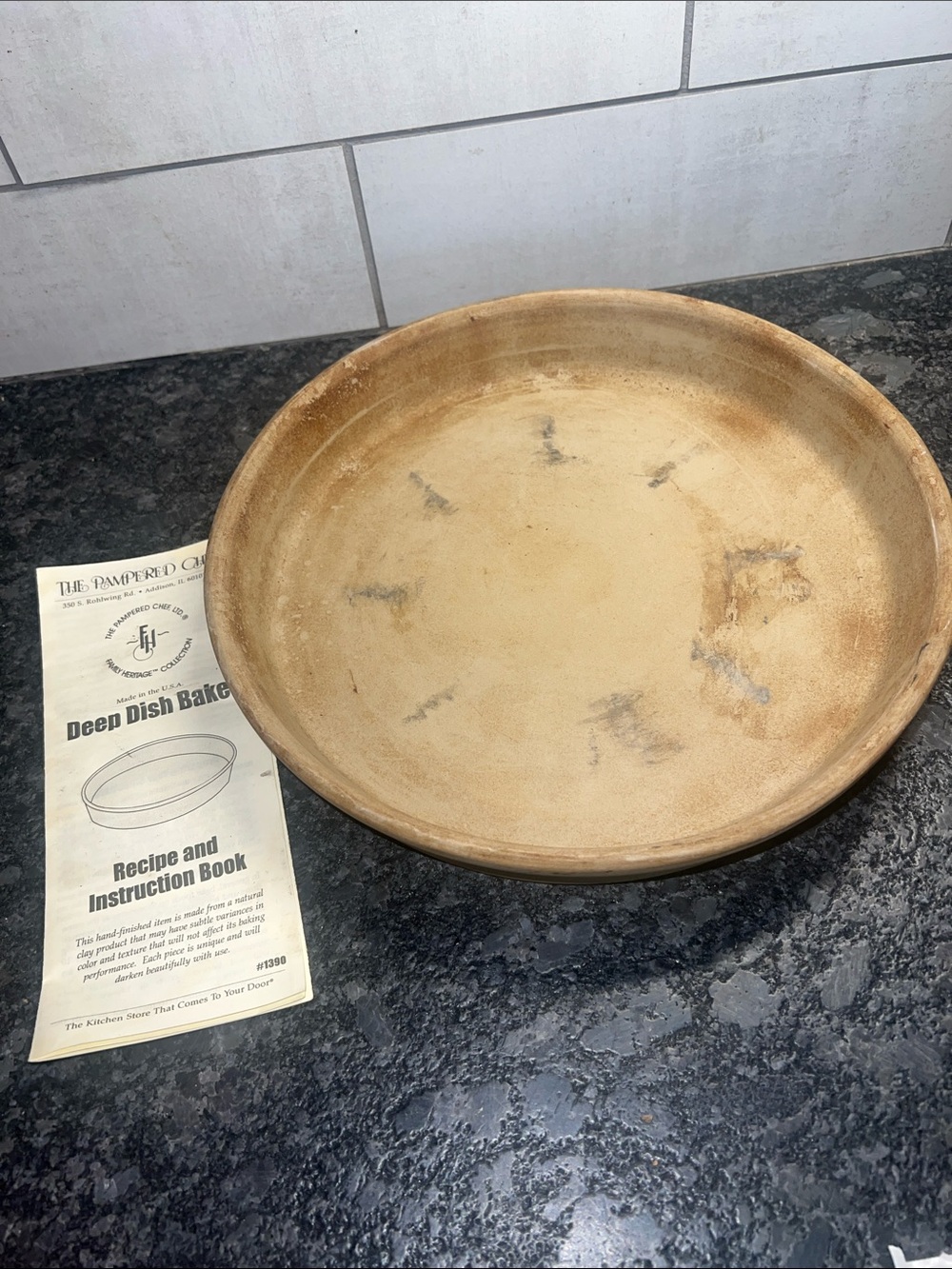The Pampered Chef Deep Dish Baker -11” PRE SEASONED. Ready to use. Stoneware